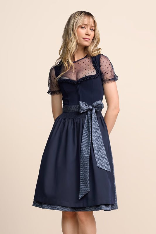 Dirndl Damen in Blau klassisches Trachtenkleid