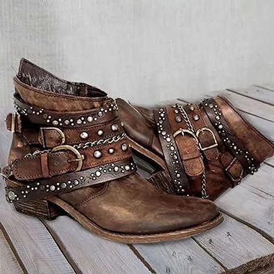 Damen Lederstiefel im Vintage-Look elegante Boots