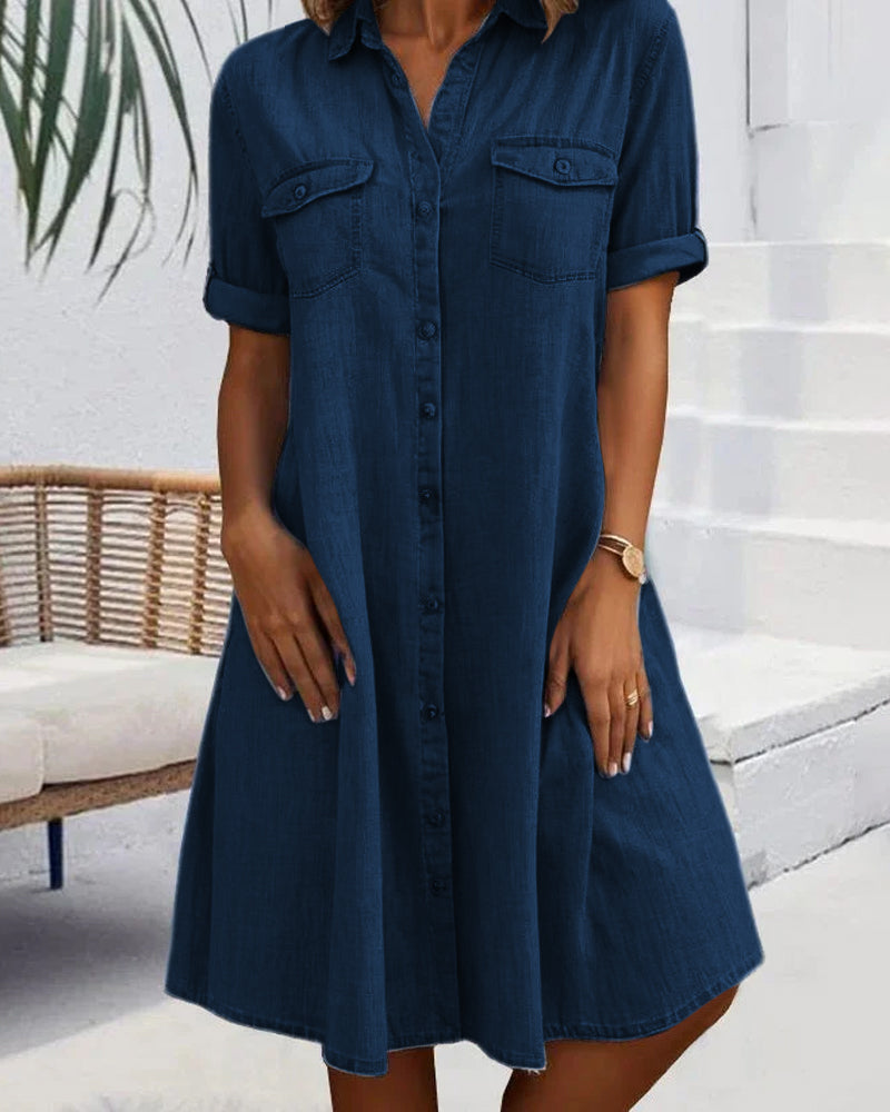 Leichtes Blusenkleid Damen mit Knopfleiste