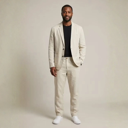 Herren Leinen-Set – Blazer und weite Hose im modernen Stil