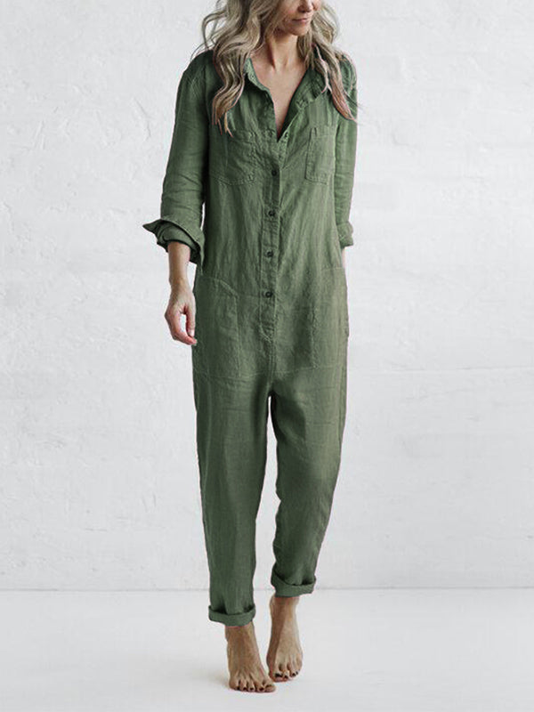 Langarm-Jumpsuit Damen aus Baumwolle