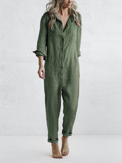 Langarm-Jumpsuit Damen aus Baumwolle