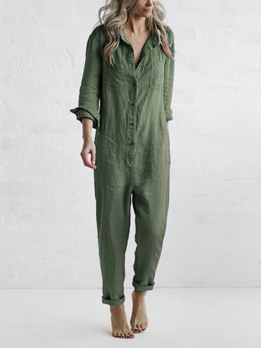 Langarm-Jumpsuit Damen aus Baumwolle