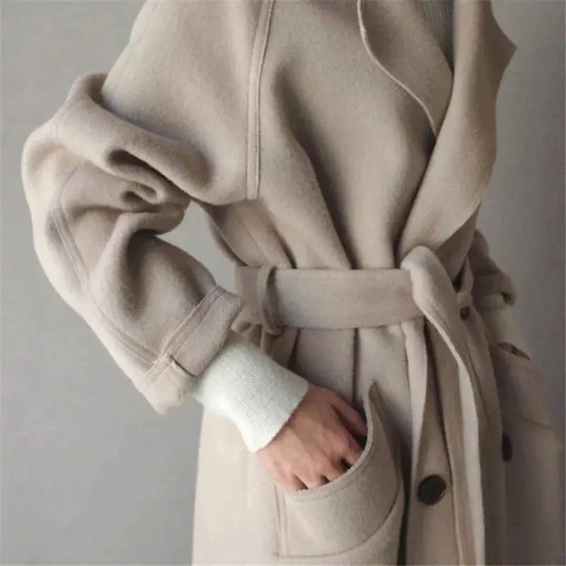 Eleganter langer Wollmantel Damen