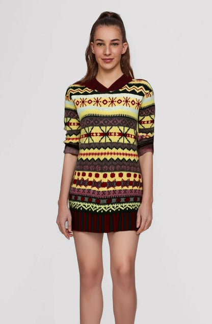 Warmer Norwegerpullover Damen mit Muster