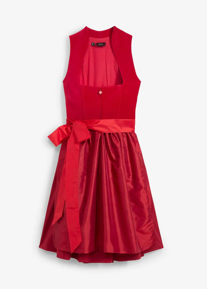 Dirndl Damen mit Samt-Mieder und Satin-Schürze – Trachtenkleid