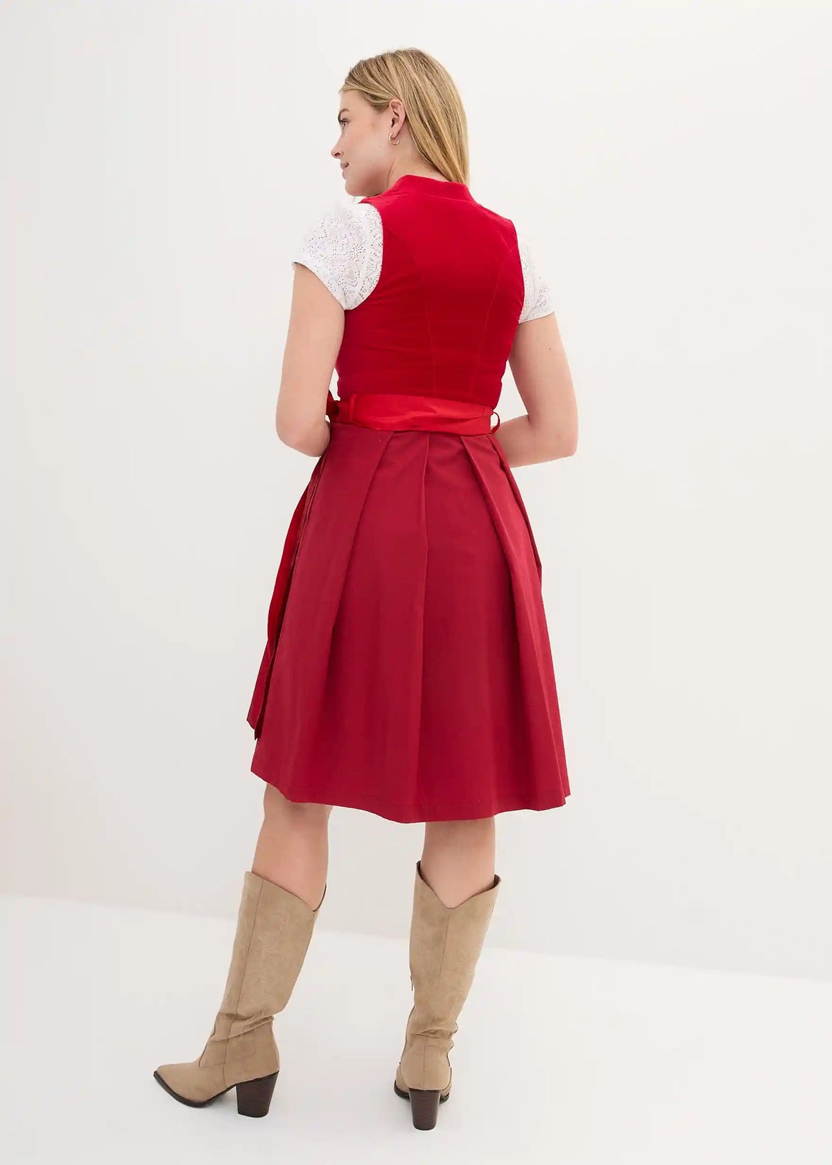 Dirndl Damen mit Samt-Mieder und Satin-Schürze – Trachtenkleid