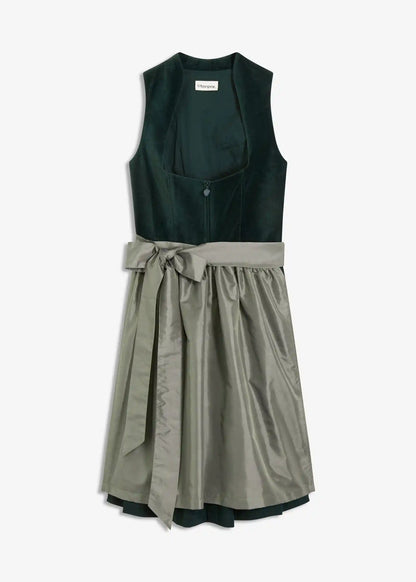 Dirndl Damen mit Samt-Mieder und Satin-Schürze – Trachtenkleid