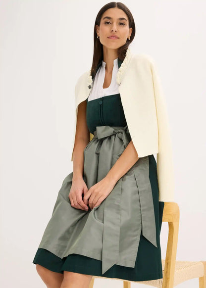 Dirndl Damen mit Samt-Mieder und Satin-Schürze – Trachtenkleid