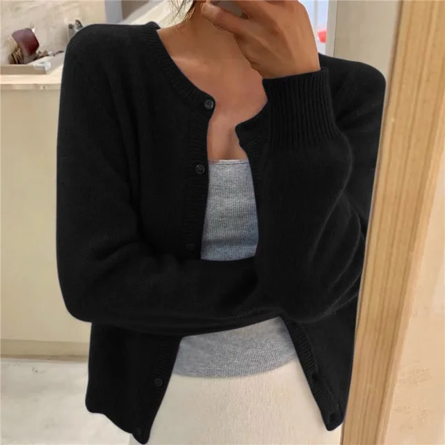 Strickjacke Damen mit Rundhalsausschnitt