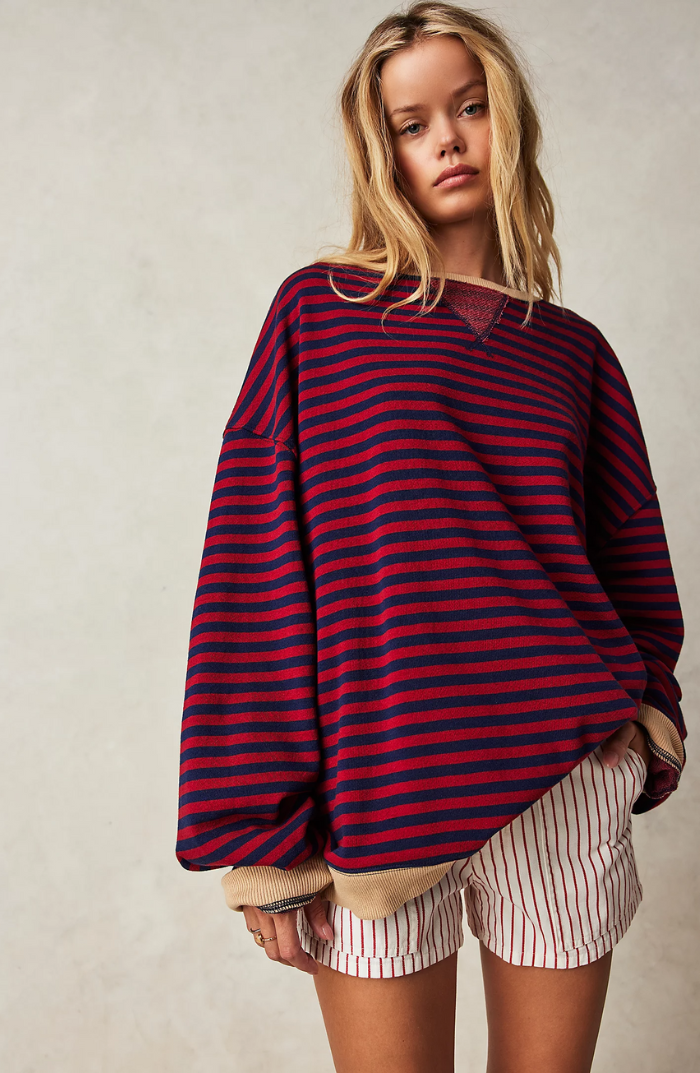 Oversize Strickpullover Damen gestreift – gemütlicher Pullover im lockeren Schnitt