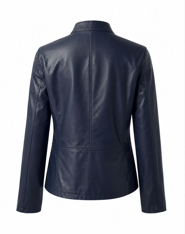 Lederjacke Damen tailliert mit Reißverschluss – Bikerjacke aus Kunstleder