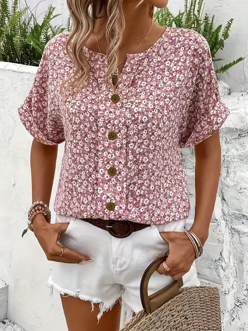 Bluse Damen Blumenmuster lockere Passform