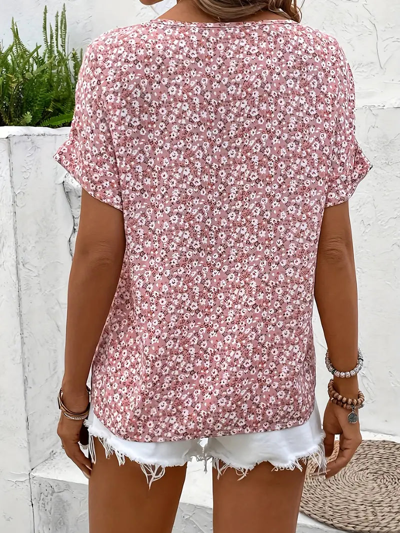 Luftige Leinenbluse Damen mit Blumenmuster