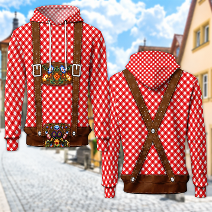 Unisex Oktoberfest Hoodie mit Trachten-Print – Kapuzenpullover kariert