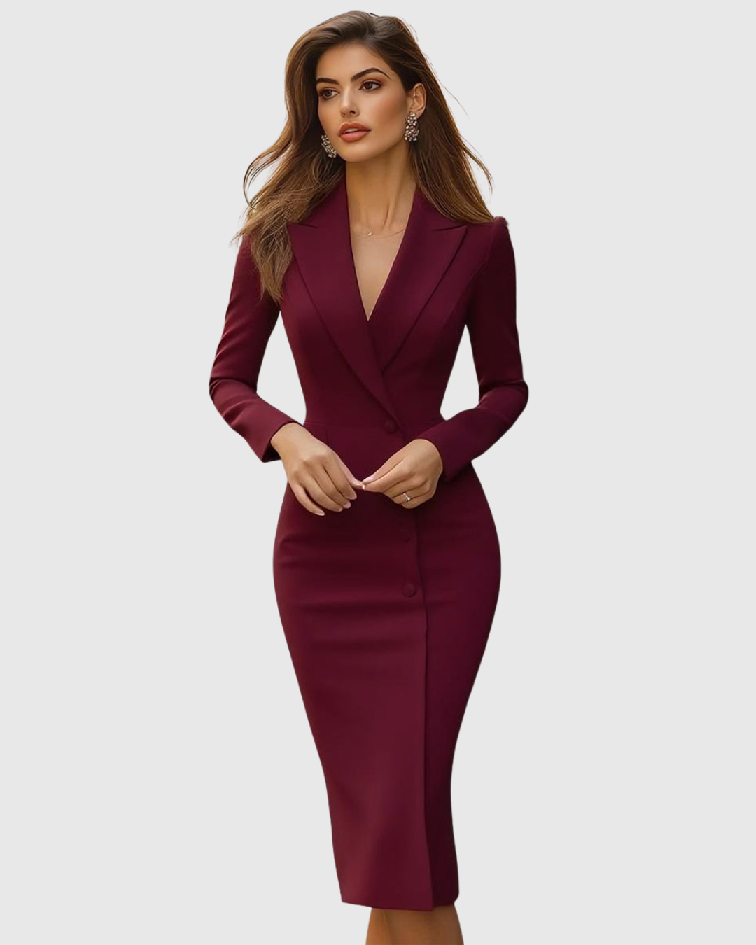 Blazerkleid Damen aus Polyester – tailliertes Midikleid, Detailansicht