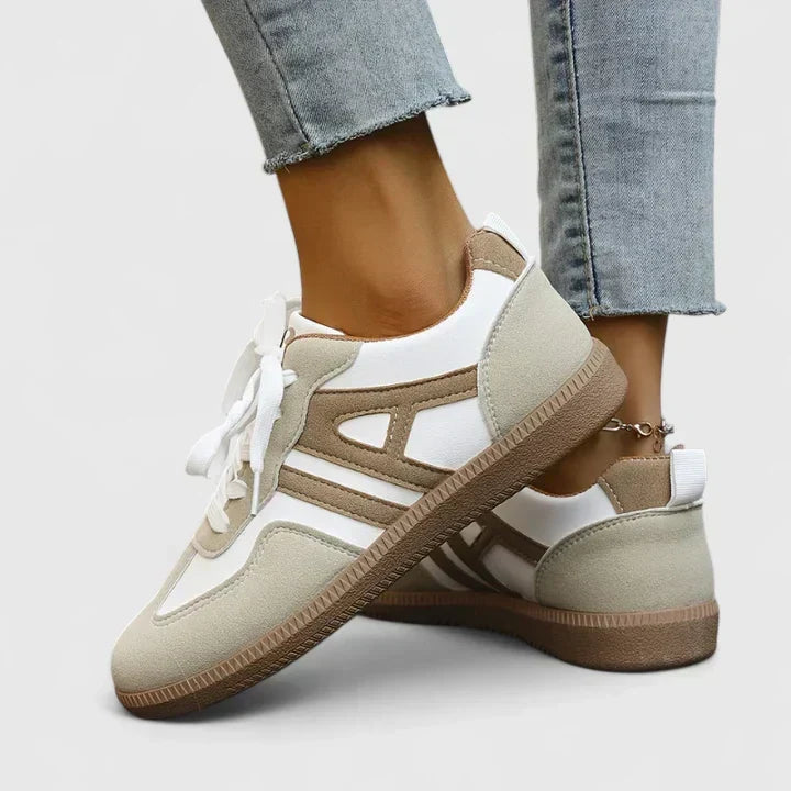 Damen Sneaker orthopädisch Khaki-Weiß