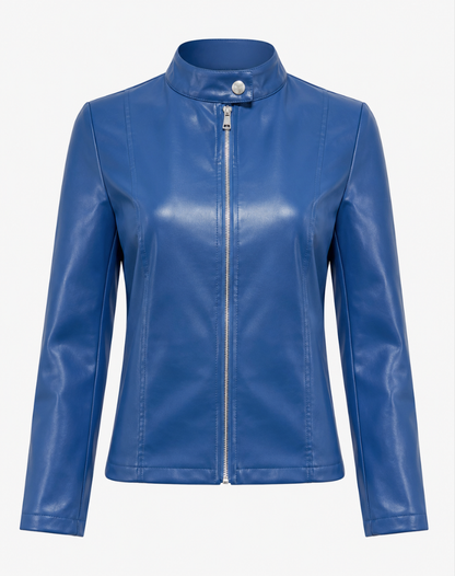 Lederjacke Damen tailliert mit Reißverschluss – Bikerjacke aus Kunstleder