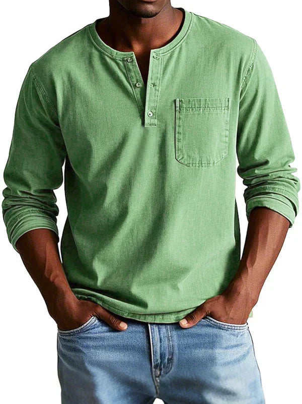 Henley-Shirt Herren langarm mit Knopfleiste