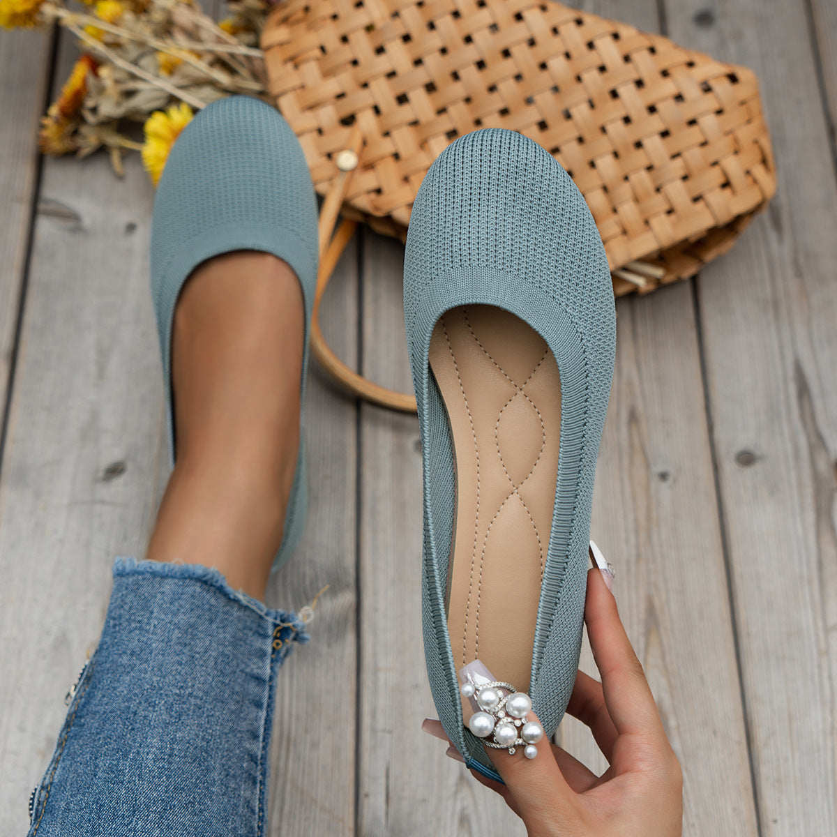 Orthopädische Slip-On-Sneaker Damen aus Textil – Komfortschuhe, Detailansicht