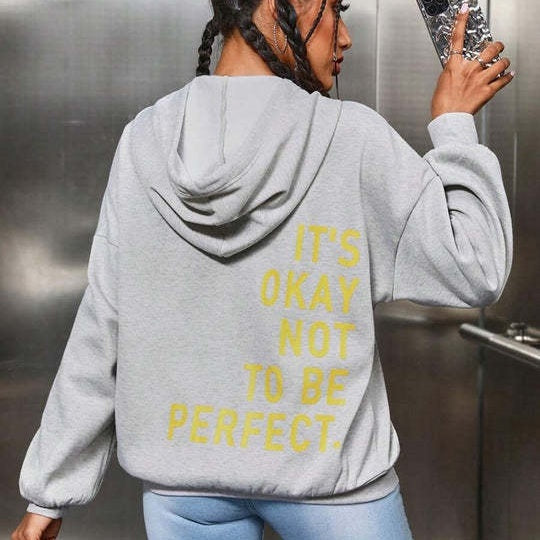 Damen Hoodie mit Kapuze und gerippten Abschlüssen