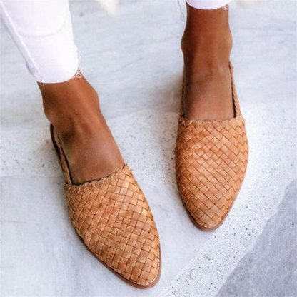Geflochtene Ballerinas Damen aus Kunstleder