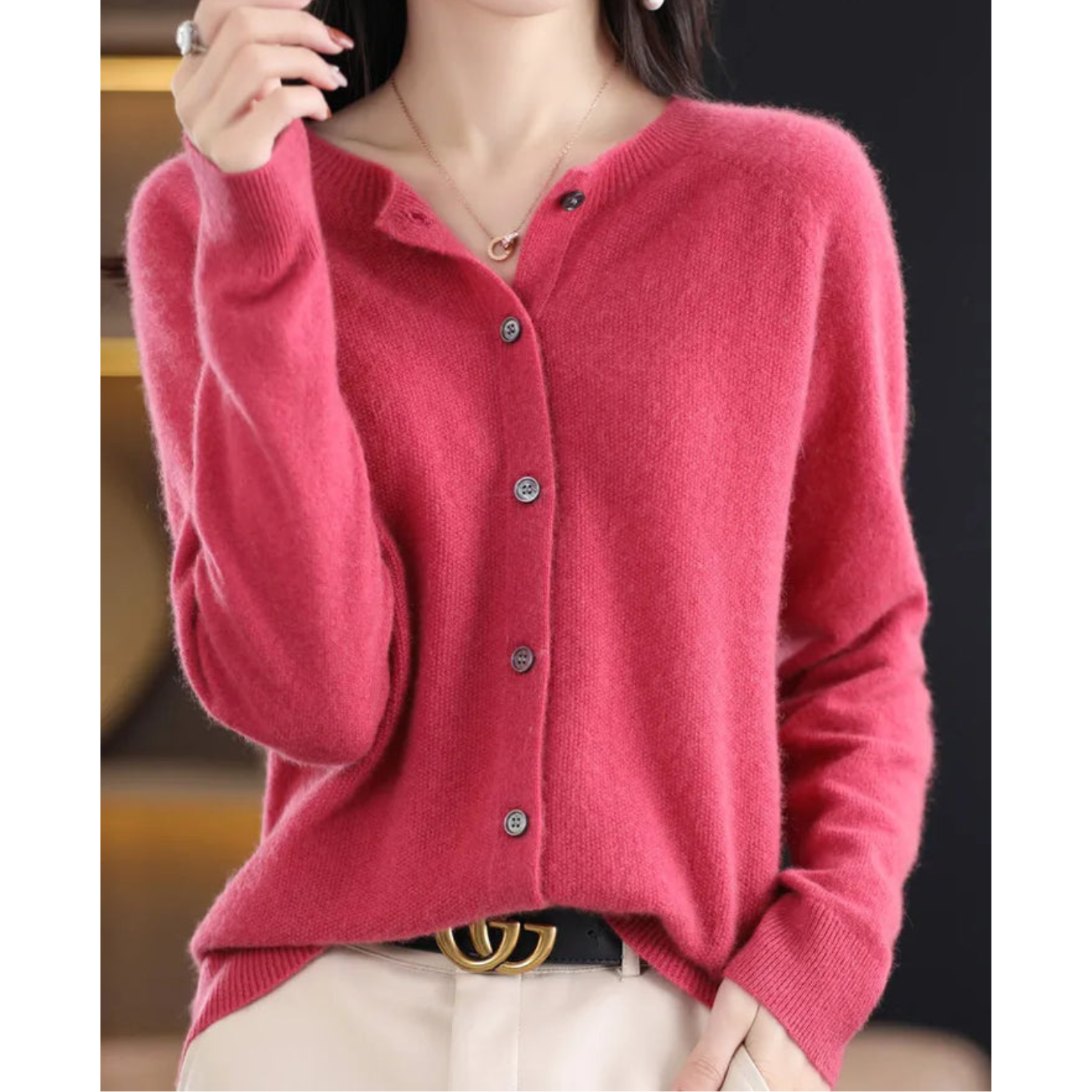 Kaschmir-Strickjacke Damen – eleganter Cardigan aus Kaschmir, Vorderansicht