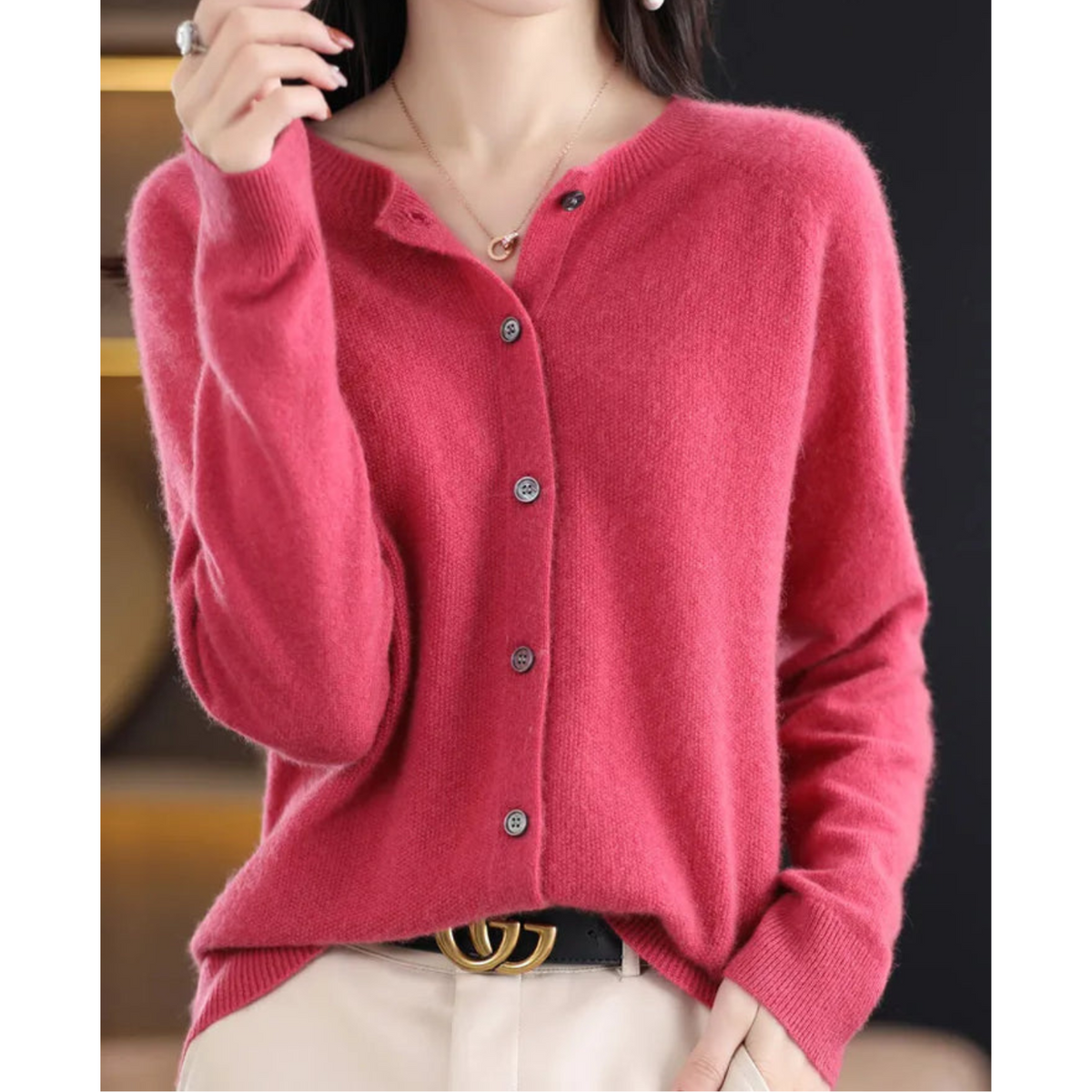 Damen Pullover mit Rundhals weicher Strickpullover