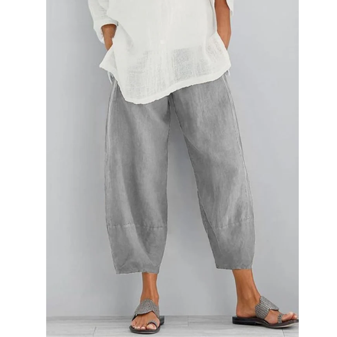 Leinenhose Damen – lockere Freizeithose aus Leinen, Detailansicht