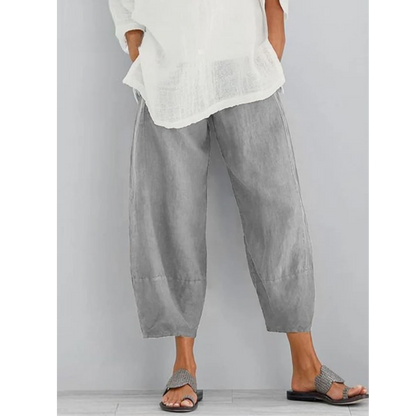 Leinenhose Damen – lockere Freizeithose aus Leinen, Detailansicht