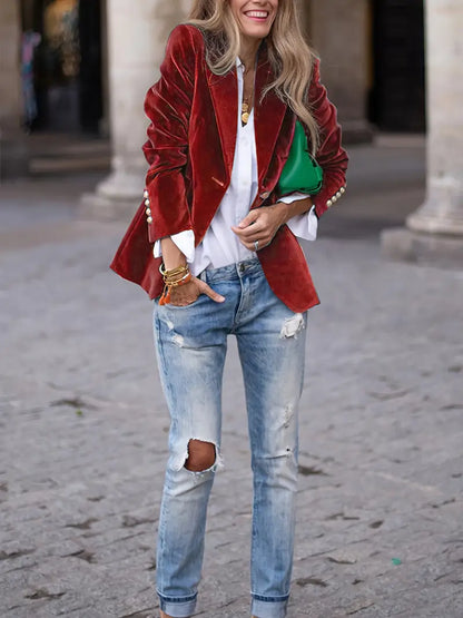 Blazer tailliert mit einem Knopf – klassischer Blazer mit Reverskragen
