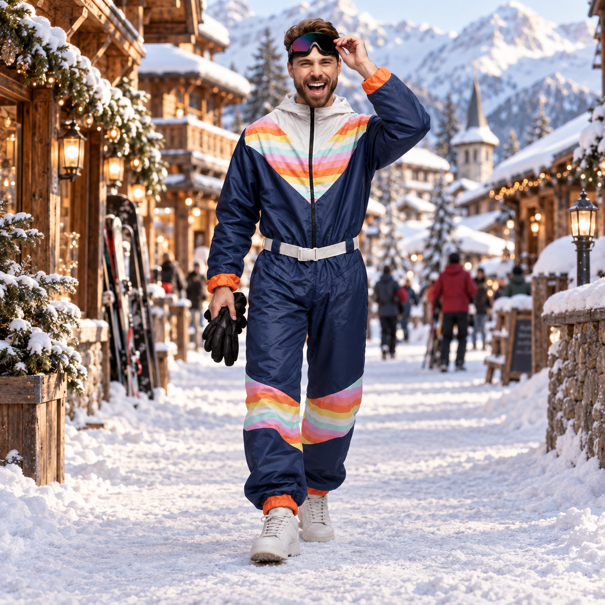 Herren Skianzug einteilig in Dunkelblau – Overall für den Winter