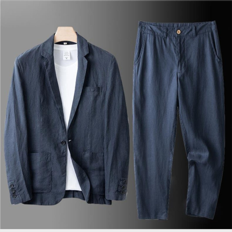 Herren Leinen-Set – Blazer und weite Hose im modernen Stil