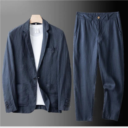 Herren Leinen-Set – Blazer und weite Hose im modernen Stil