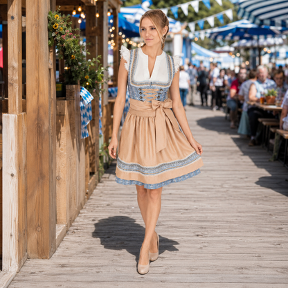 Dirndl Damen mini zweiteilig in Hellblau – Trachtenkleid