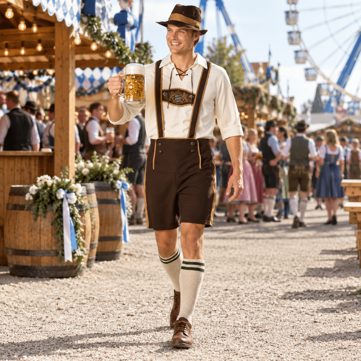Herren Lederhosen-Set 3-teilig – Trachtenkostüm für Oktoberfest