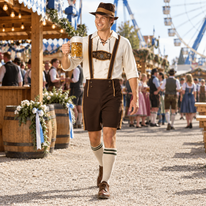 Herren Lederhosen-Set 3-teilig – Trachtenkostüm für Oktoberfest