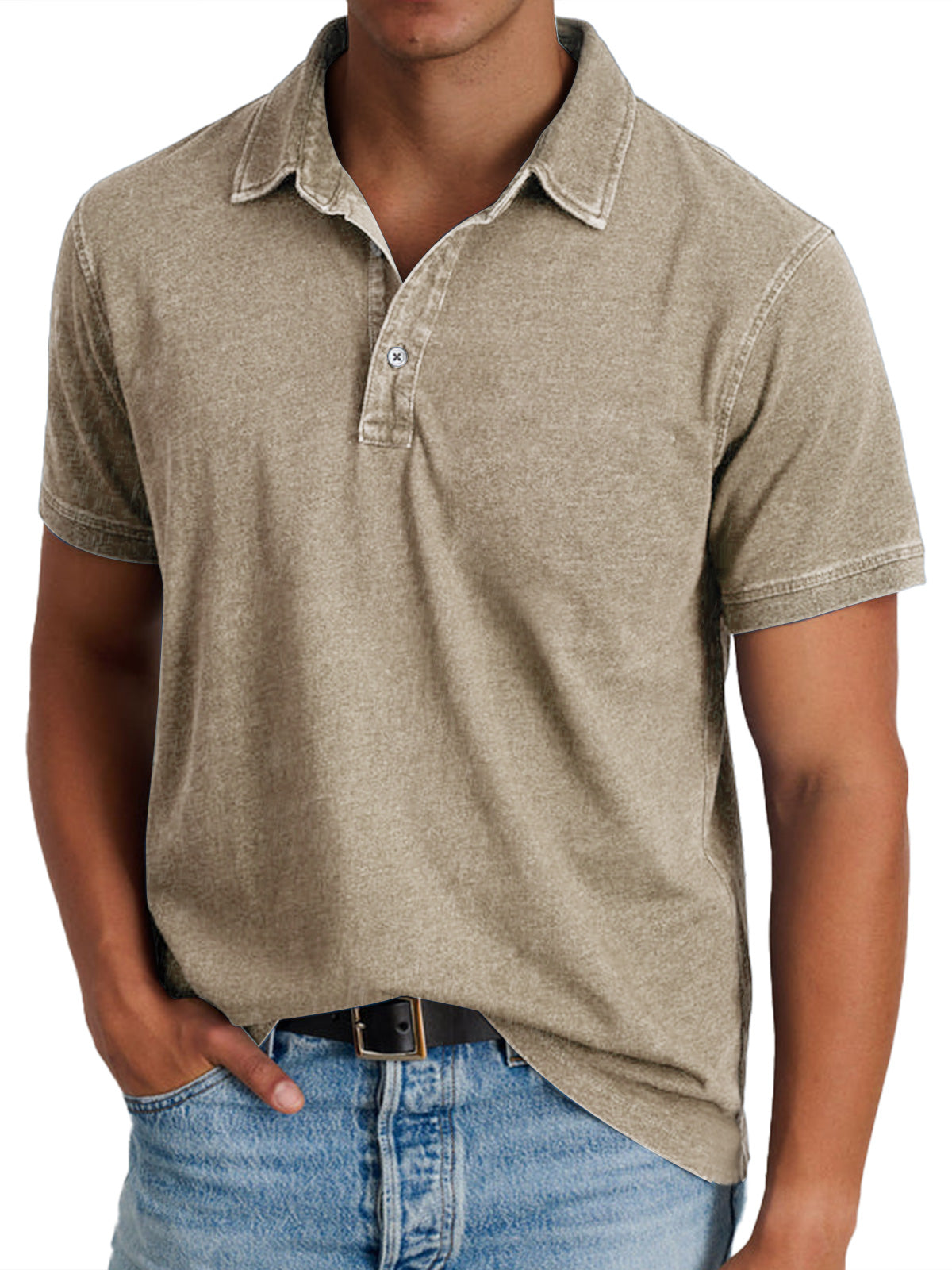 Poloshirt aus Baumwollmischung – klassisches Polo mit Kragen und Knopfleiste