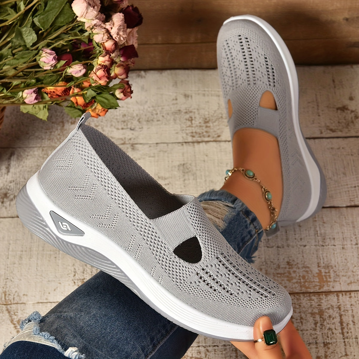 Bequeme Slip-on Schuhe aus Textil – leichte Halbschuhe mit weichem Fußbett