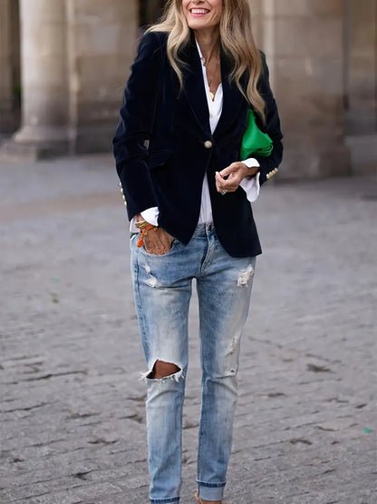 Blazer Damen hüftlang mit Reverskragen