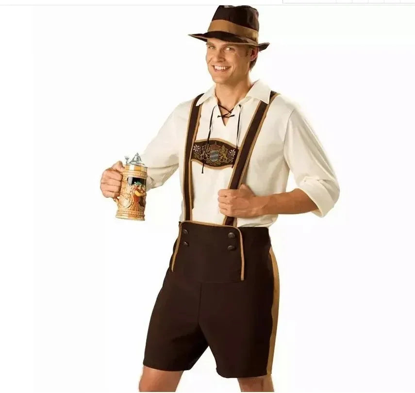 Herren Lederhosen-Set 3-teilig Trachtenkostüm für Oktoberfest