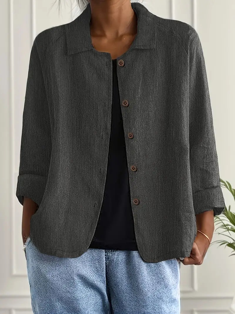 Damen leichte Jacke mit Knopfleiste – Casual Übergangsjacke