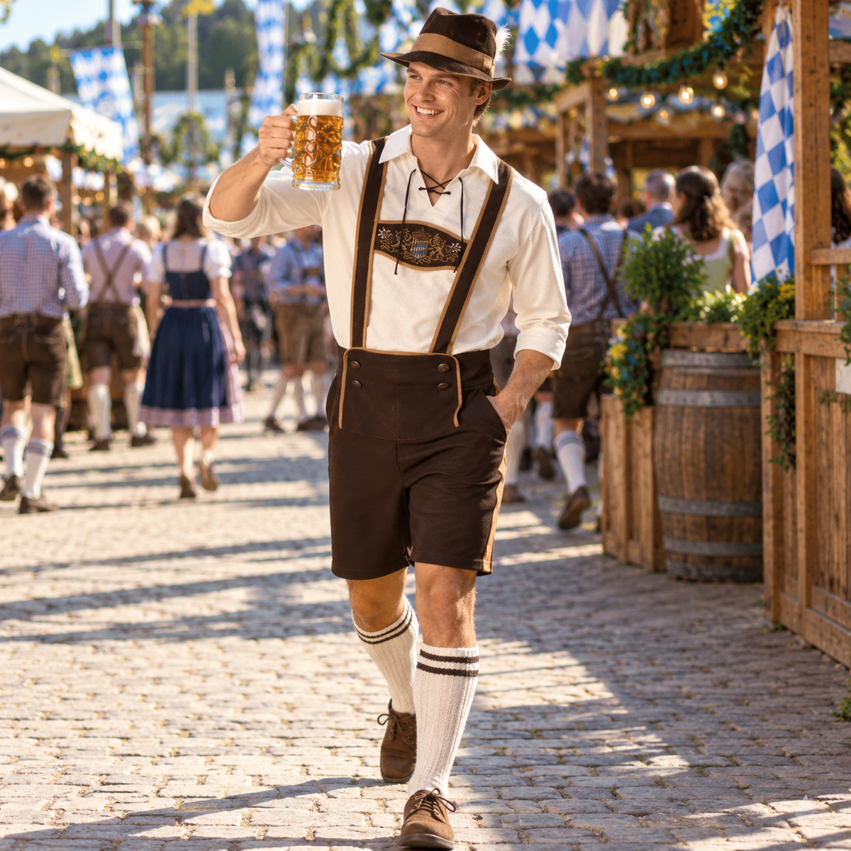 Herren Lederhosen-Set 3-teilig – Trachtenkostüm für Oktoberfest