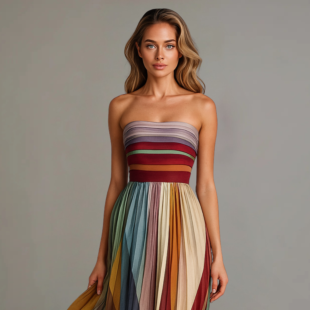 Plissiertes Sommerkleid Damen in kräftigen Farben