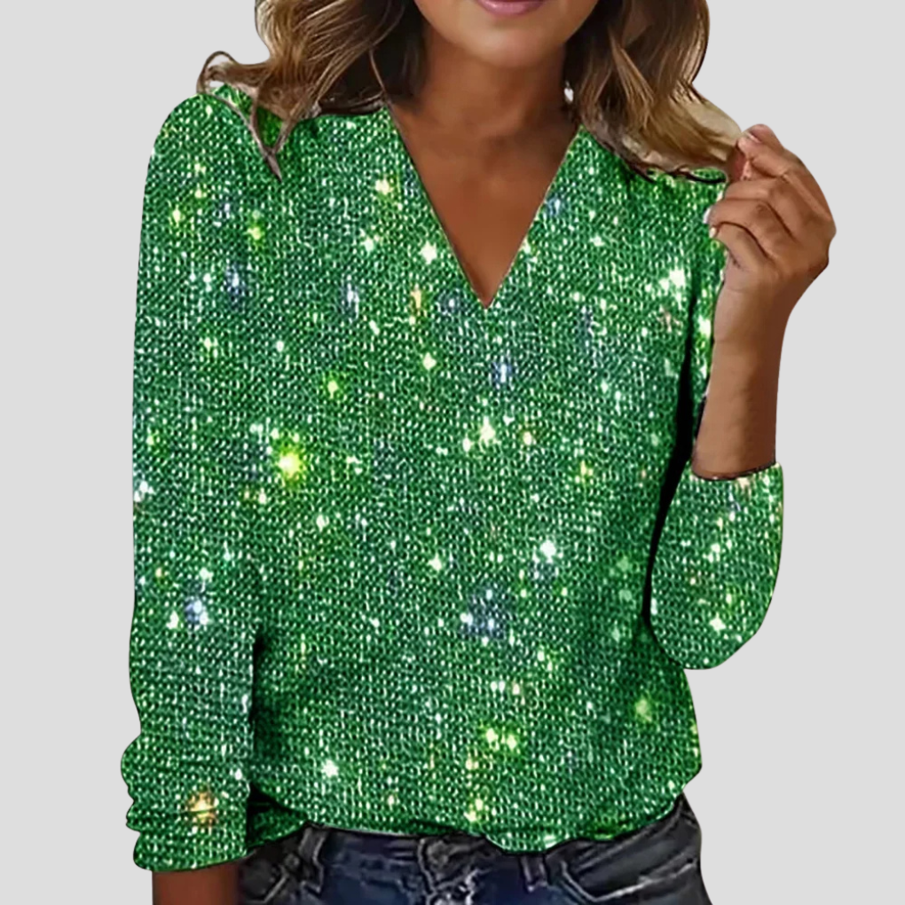 Festliche Glitzerbluse Damen Langarm