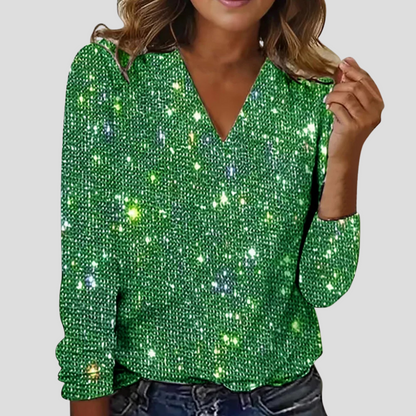 Festliche Glitzerbluse Damen Langarm