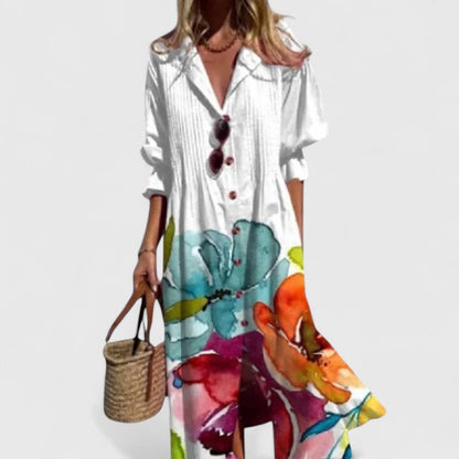 Boho-Kleid Damen aus Polyester – elegantes Sommerkleid mit Print, Vorderansicht