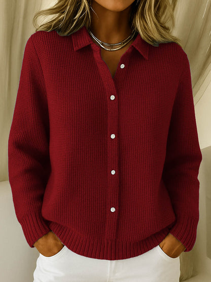 Strickjacke Damen mit gerippten Abschlüssen