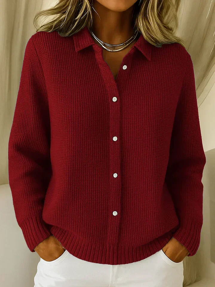 Longline-Strickjacke Damen aus Baumwolle – Cardigan, Detailansicht