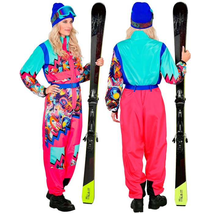 Bunter Retro Skianzug Damen einteilig